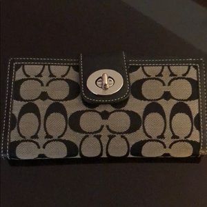 Coach gray and black trifold wallet